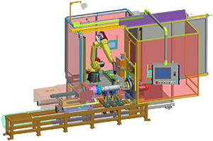 Robotic Welding Cell with Twin Station Head and Tailstocks